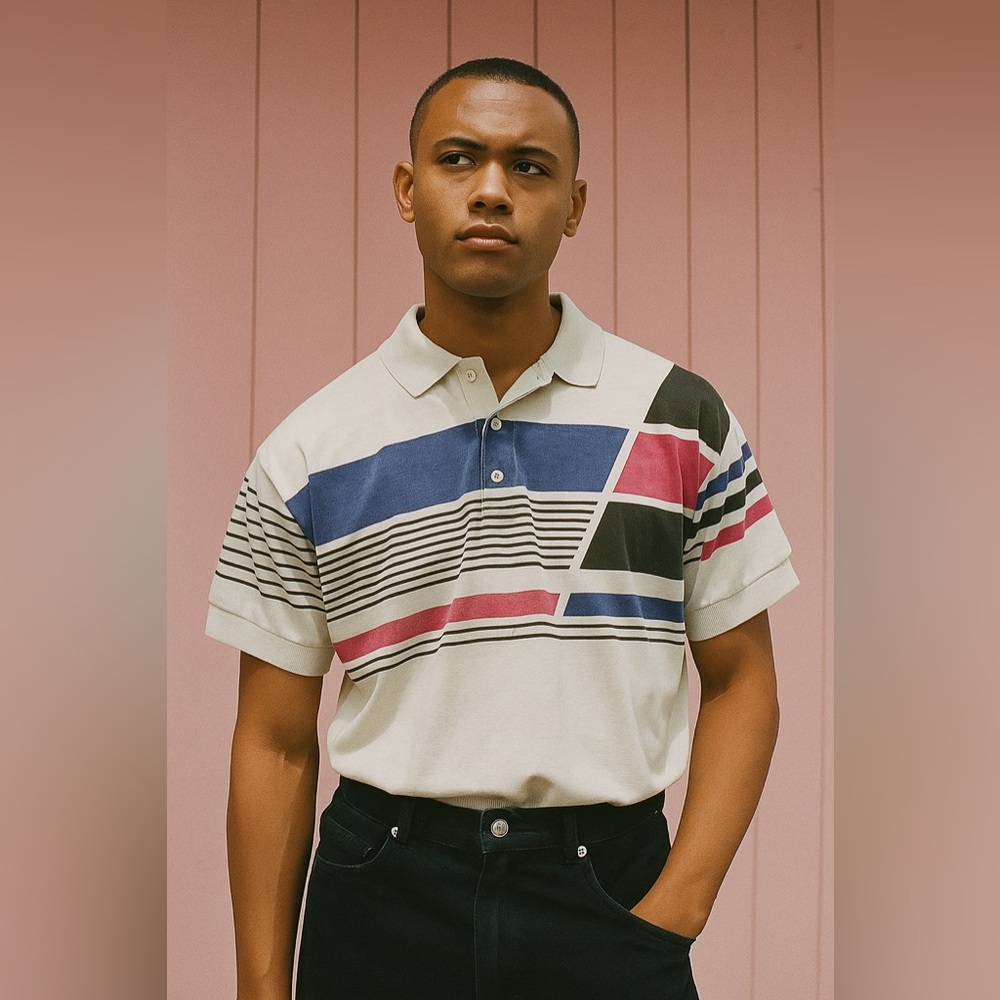 Vintage Men's Striped Polo Shirt